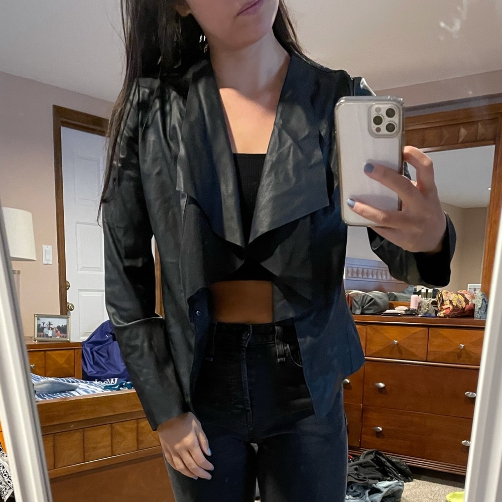 Zara Leather Coat Size Medium